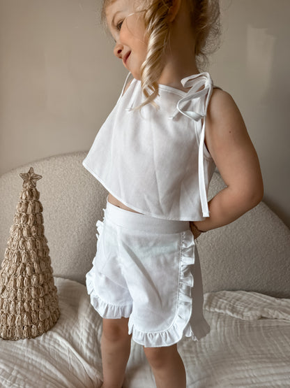 Linen Tie Frill Set